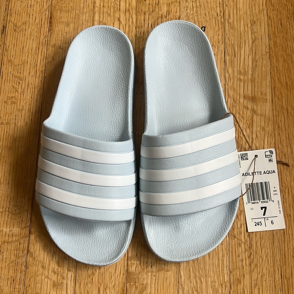 NWT Adidas Slides, pale blue